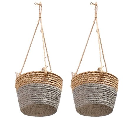 (20 cm maskintillverkad askkorg) 2 st rottingblomkorg hängande korg hängande kruka grön rädisa blomkruka hamparep hängande hängande vägg