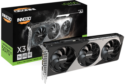 INNO3D GeForce RTX 5070 Ti 16GB X3, 3x DisplayPort 2.1b, 1x HDMI 2.1b, 750W