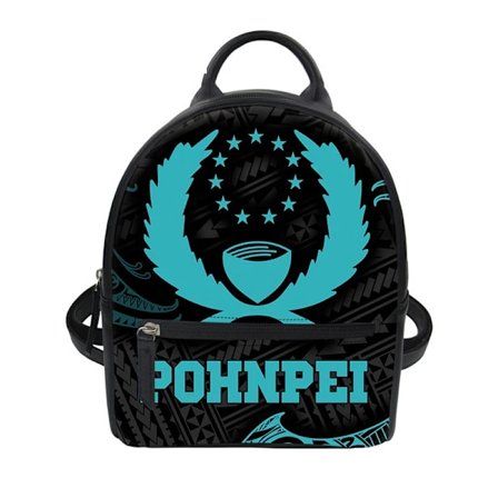 PU-nahkareppu, liukuvärjätty polynesialainen kuvio, naisten mini Pohnpei -laukut, kestävä Mochila-reppu heimopainatuksella ~09592