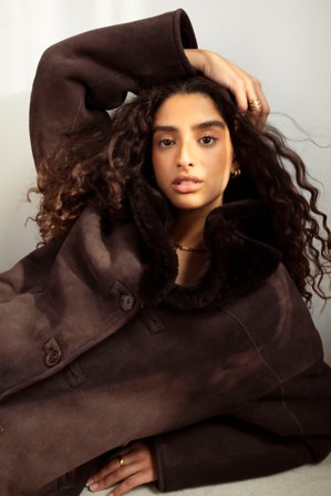 CAMILLA PIHL - Melli Shearling Jacket - Dark Brown Suede Size34/36