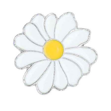 Cap Pins - Vit Tillbehör - Daisy Flower Metal Enamel Pin @ Hatstore