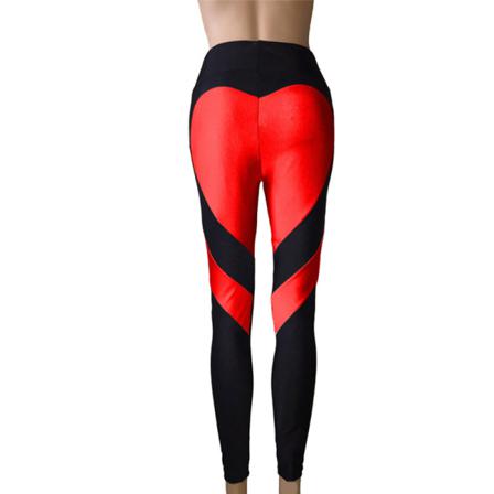 Kvinnor Color Block Byxor Love Heart Print Leggings