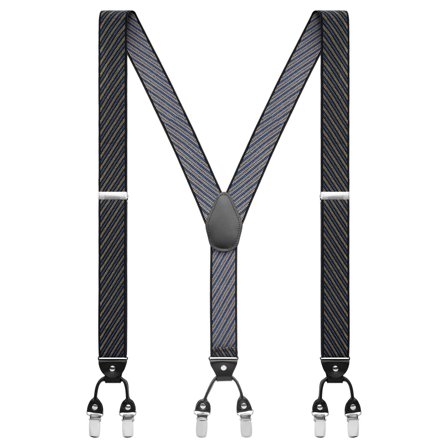 Vexel | Wide Blue & Brown Striped Braces for Men - Clip-on braces & suspenders