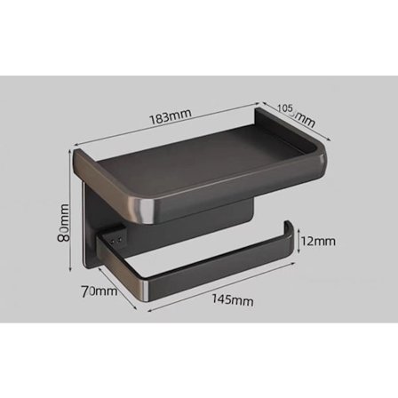 Toalettpappershållare med hylla, modern svart badrums självhäftande toalettpappershållare med pappershanddukshållare funktionalitet