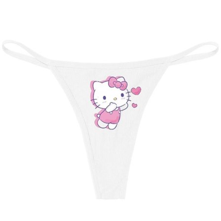 Hellokitty Ren Bomuld Tynd Strop Sexet G-streng Lav Talje Sømløs Anime Tegneserie Kuromi Undertøj til Kvinder Simple Ribstrikkede T-bukser