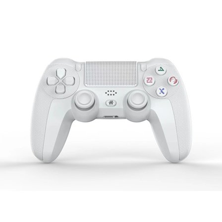 Hvit NK Trådløs Kontroller for PS4 / PS3 / PC / Mobil - Trådløs Kontroller med Dualshock, 6-Akse Bevegelsesdeteksjon, LED-Lys, Touchpad, Hodetelefon