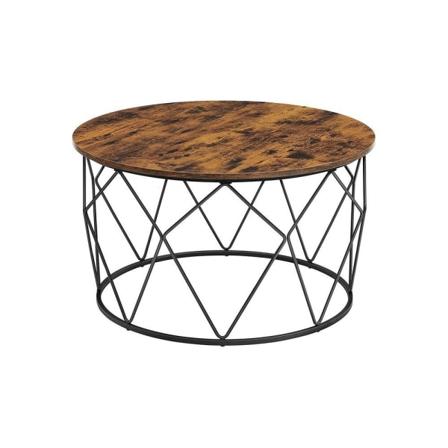 Rootz Sofabord - Stuebord - Stilfuldt Sofabord - Rundt Sofabord - Spånplade/Stål - Vintage Brun-Sort - 80 x 45 cm