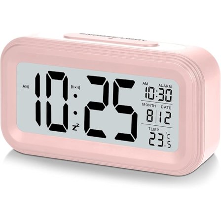 Vækkeur 4,3 " LED-display, Digitalt vækkeur med batteridrift, Snooze, Let at bruge, Temperaturkalender, 12/24 timer