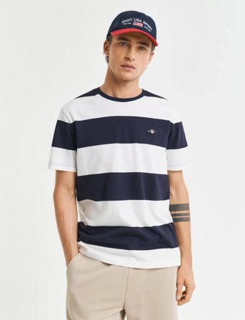 GANT Bar Stripe Ss T-Shirt - White - M