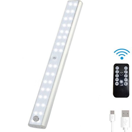 LED-skabbelysning, 1 stk. USB-genopladelig trådløs LED-bevægelsessensor