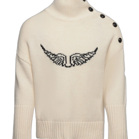 Vit stickad tröja med vingmotiv från Zadig & Voltaire