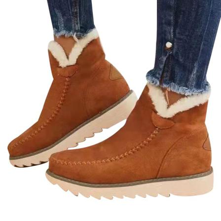 Dam Vinter Varm Päls Tjocksulade Fritidsstövlar Brown 42