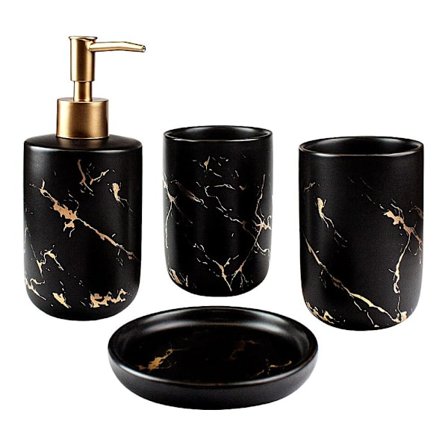 Badrumsset i 4 delar - Svart