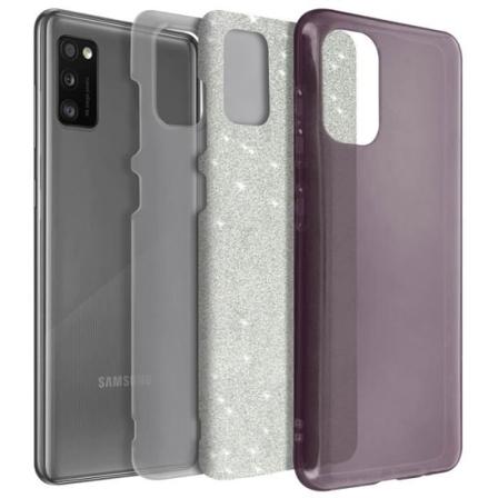 Samsung A41 Glitter Aftagelig silikone semi-stiv taske Pink Pink