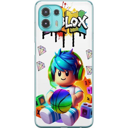 Kompatibelt Mobildeksel til Motorola Motorola Edge 20 Lite Fargerik Roblox-illustrasjon med spillkarakter, leker og energi, perfekt for spillfans og b