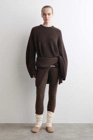 COS Women's Cable-Knit Slippers in Beige