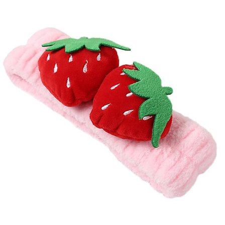 2 stk søte jordbær hårbånd myke vask ansikt sminke hårbånd rosa