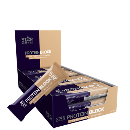 Proteinbars Star Nutrition 12 x Protein Block Bar 60 g, Creamy Peanut - Bodyman.dk