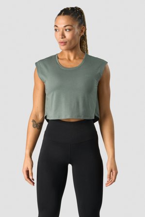 ICANIWILL - Stride Cropped Tank Wmn Sea Green- Tanks - Dames - sportkleding van ICIW