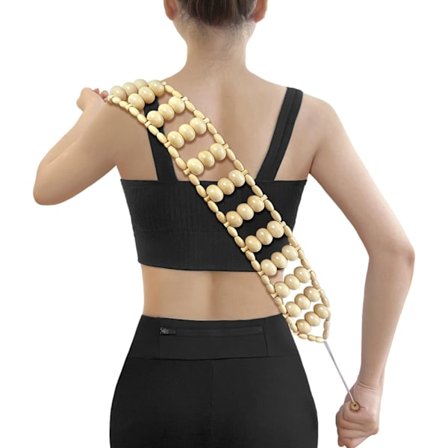 Ryg Massager Rulle Reb Ryg Nakke Skulder Ben Manuel Massage Bælte Talje Smertelindring Lymfatisk Anti Cellulitis Muskel Genopretning Træ Massage 