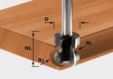 Festool HW S8 D22/16/R2,5+6 Kantgreppsfräs 8mm spindel, Maskintillbehör & förbrukning