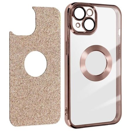 Fodral för iPhone 14 i rosa guld glitter