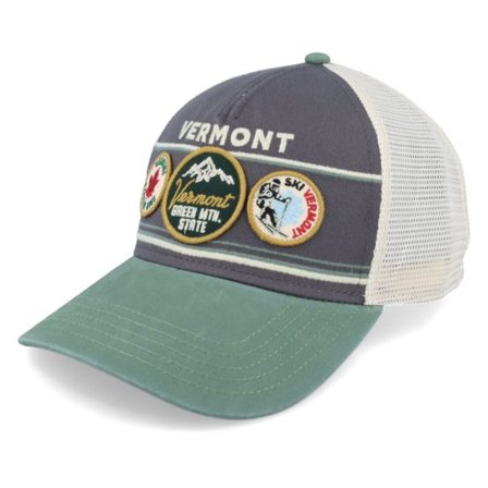 American Needle - Grå trucker Keps - Vermont Domino Ivory/Cool Grey/Cedar Trucker @ Hatstore