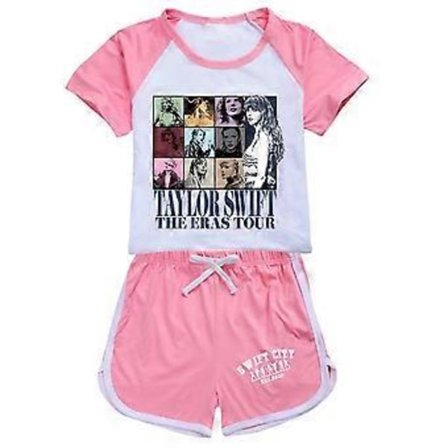 11-16 År Barn Ungdomar Pojkar Flickor Taylor Swift Tryckt T-shirt + Shorts Sommar Loungewear Sportkläder Set Present -NMAOV(11-12 År Rosa)