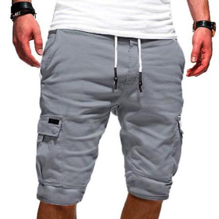 Enfärgade Arbetskläder För Män Halvbyxor Med Dragsko Light Grey L