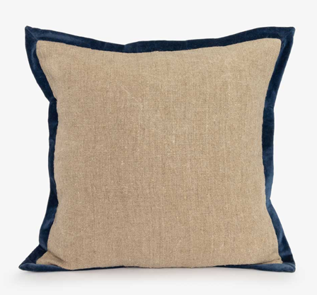 Lama Putetrekk med blå fløyelskant 50x50cm