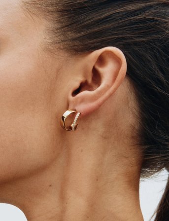 Edblad Plié Hoops Double Gold - Gold - ONE SIZE