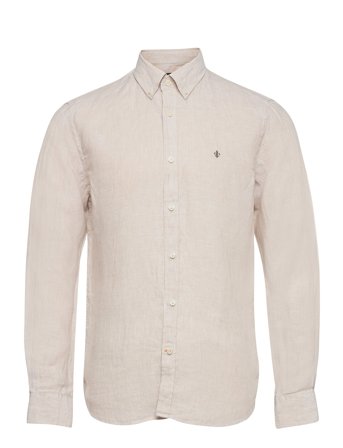 Douglas Linen Ss Shirt-Classic Fit Beige Morris