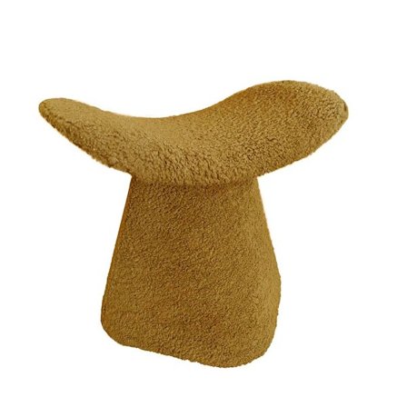 Sinappikuvioinen boucle-jakkara, MDF-runko – 51x33x49 cm