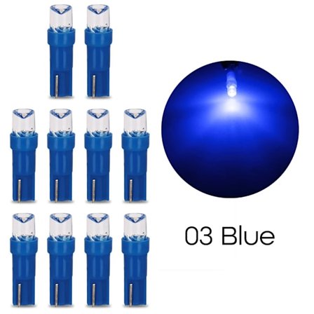 10 kpl T5 LED auton kojelaudan lamput 74 73 286 kojetaulun lamppu nopeusmittari kiila sivulamppu polttimo kovera linssi vihreä valkoinen sininen~02366