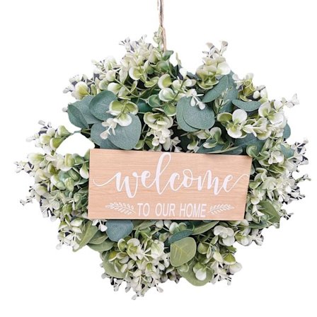 Velkomstskilt Dørdekoration, Rustik Rund Trækrans, ZQKLA