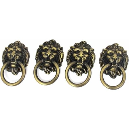 Möbelringdrag Handtag Låda Skåp Dörr Lejonhuvud Form Zink Legering Brons Ton 4 st