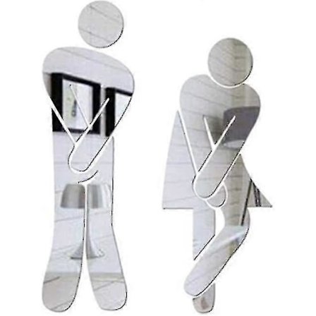 Kryssede ben Morsomt baderom Toalett Dør Tilbehør Symbol Skilt Speilsett, moteriktig Avtakbar Søt Mann Kvinne Vaskerom Wc Klistremerke