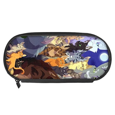 Warrior Cats Penalhus, Stor Kapacitet Pen Taske Med Dobbelt Lynlås Blå-Warrior Cats-Sort SAOE010826