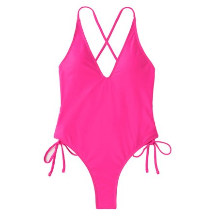 Naisten syvä V-kaula ristikkäinen yhden kappaleen uimapuku korkealla leikkauksella