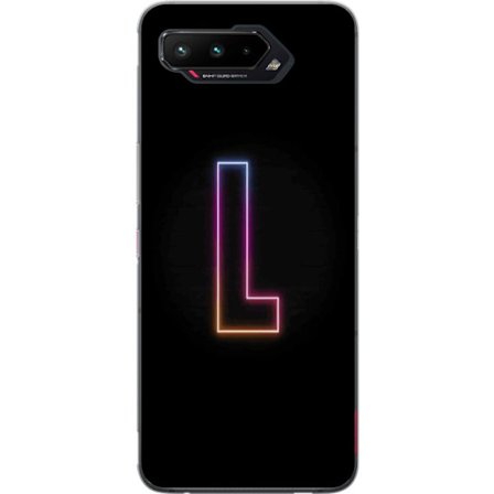 Kompatibel Mobilcover til Asus Asus ROG Phone 5 Minimalistisk neonbogstav L i blødt farveskiftende lys mod sort baggrund med ren grafisk æstetik