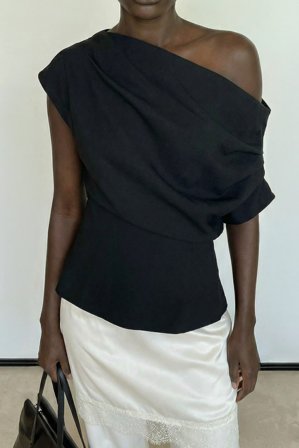 NA-KD - Skulpturell Scuba-topp - Ermeløse topper - Svart - S