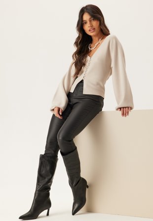 BUBBLEROOM Mid Waist Push-up Coated Slim Jeans Klær