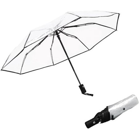 Letvægts Gennemsigtig Foldeparaply med 8 Ribber Automatisk Åbning til Regn Vind Udendørs Aktiviteter