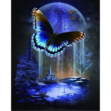 Diy 5d Diamond Painting Butterfly Moon Boat Full Drill Round Dia