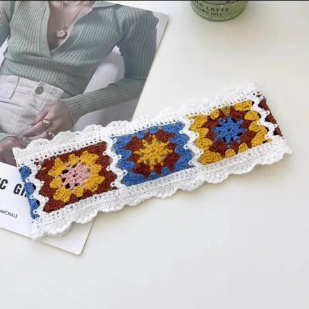 Hårbånd Hekle turban HVIT