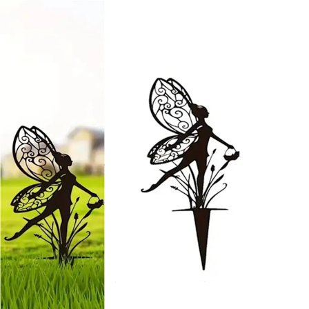 Metal Fe Silhuet Skulptur, Alfe Siddende Havedekoration, Pige Silhuet Have Statue til Have