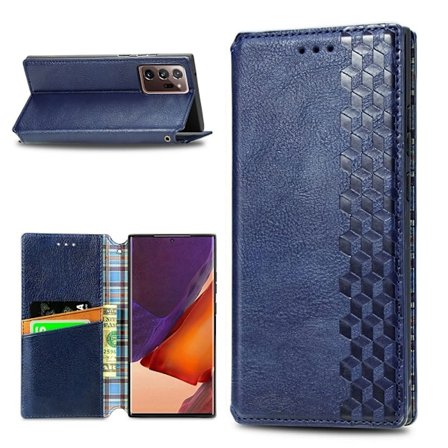 Läder Samsung Galaxy Note 20 Ultra 5G / Samsung Galaxy Note 20 Ultra fodral med romb-design - Blå