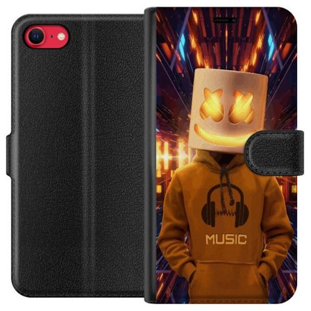 Yhteensopiva Lompakkokotelo Apple Apple iPhone 7 DJ-hahmo valaisevassa kypärässä ja hupparissa futuristisessa musiikkiympäristössä neonvalojen k