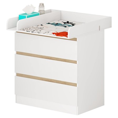 Rootz 2-i-1 puslebord - Vuggekommode - Opbevaringsenhed - Komfortabel højde - Sikkert design - Rigelig opbevaring - 80 cm x 48 cm x 78 cm