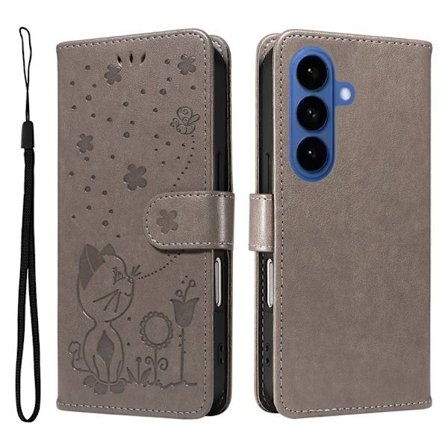 Cat Bee Samsung Galaxy S26 / S26 Pro Plånboksfodral Konstläder - Grå